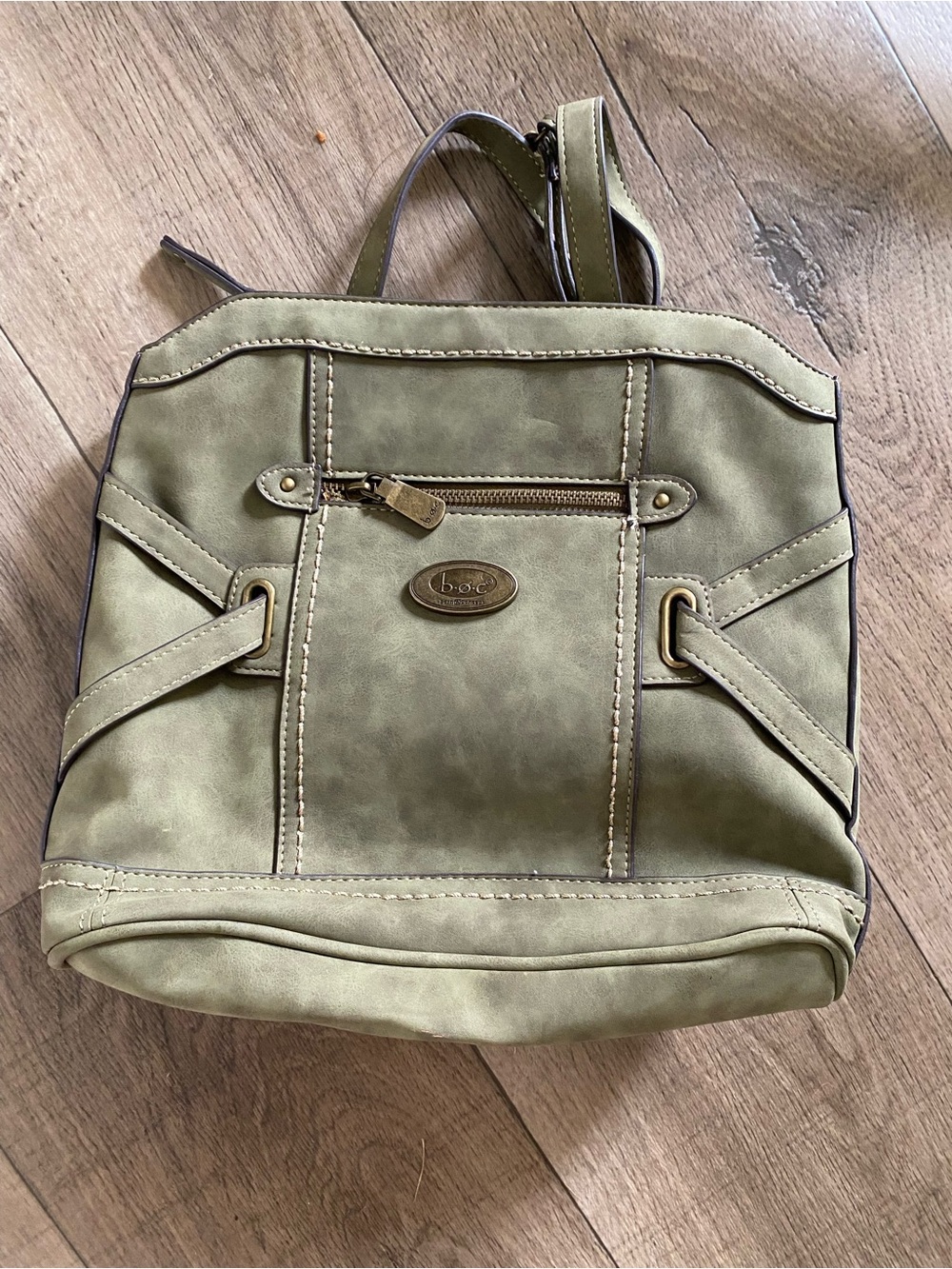 NWOT BOC Born Concept Women's Green Vegan Faux Leather Convertible Backpack Bag
